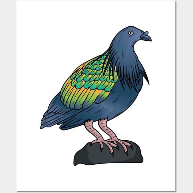 Nicobar pigeon bird cartoon illustration Wall Art by Cartoons of fun